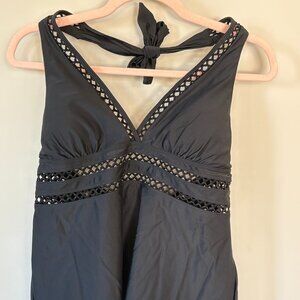 Venus Black Mesh Tankini Swim Top Halter Womens Size 14 Vacation Beach Poolside‎